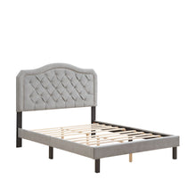 Load image into Gallery viewer, Queen Platform Upholstered Bed Button Tufted With Curve Design, Strong Wood Slat Support - Gray

