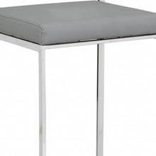 Load image into Gallery viewer, Faux Leather And Steel Low Back Bar Height Chair With Footrest 35" - Gray
