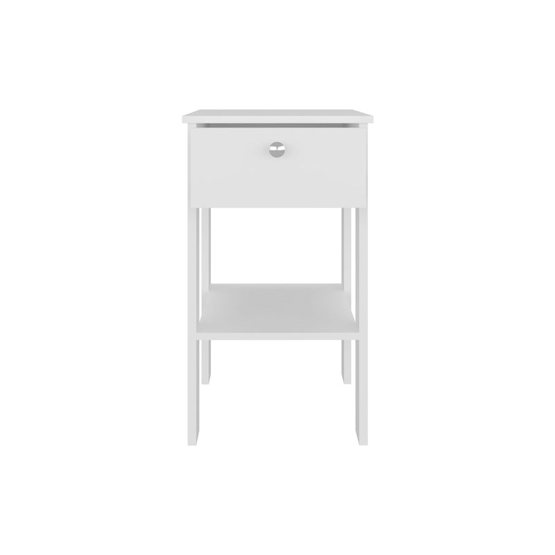 Wood One Drawer Nightstand - White