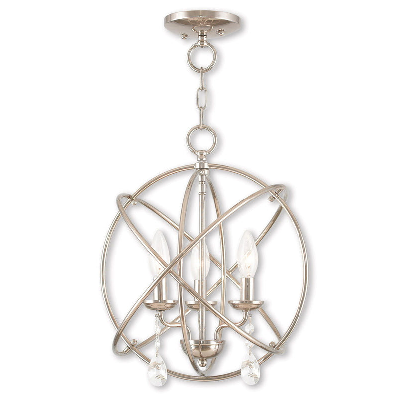 17'' Three-Light Dimmable Chandelier With Shades - Nickel