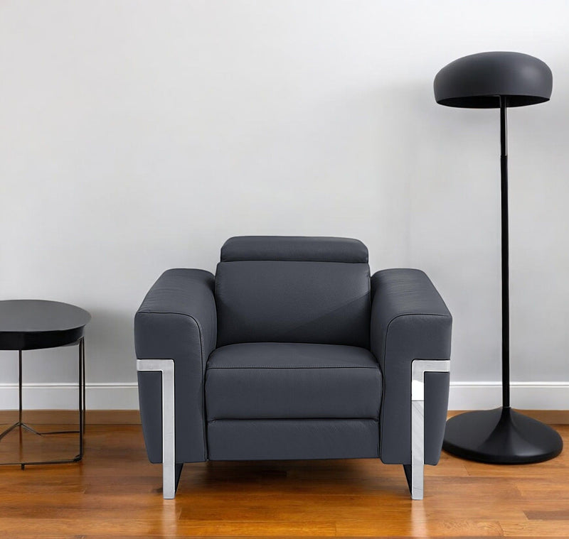 Leather Power Recliner Chair - Dark Gray