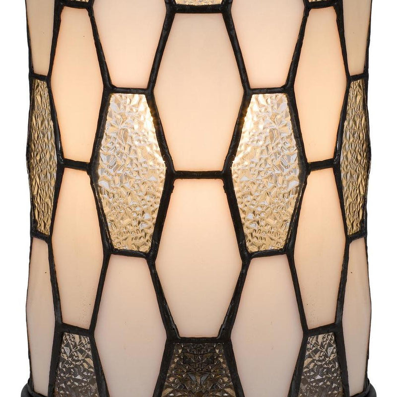 Abstract Tiffany Lamp With Cylinder Shade - Bronze