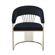 Load image into Gallery viewer, Upholstered Velvet Open Back Dining Arm Chair - Black / Gold
