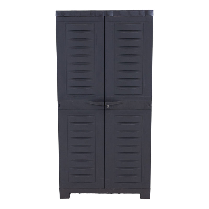49" Heavy Duty Plastic Locking Two Door Utility Cabinet - Dark Gray