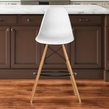 Load image into Gallery viewer, Heavy Duty Plastic And Solid Wood Counter Height Bar Chair - White And Brown
