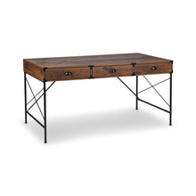 Load image into Gallery viewer, Wall Mounted H-Shape Writing Desk With Three Drawers - Brown / Walnut
