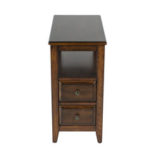 Load image into Gallery viewer, Distressed End Table With Two Drawers And Shelf - Brown
