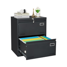 Load image into Gallery viewer, 2 Drawer Metal Lateral File Cabinet With Lock, Office Vertical Files Cabinet For Home Office, Locking Metal File Cabinet - Black
