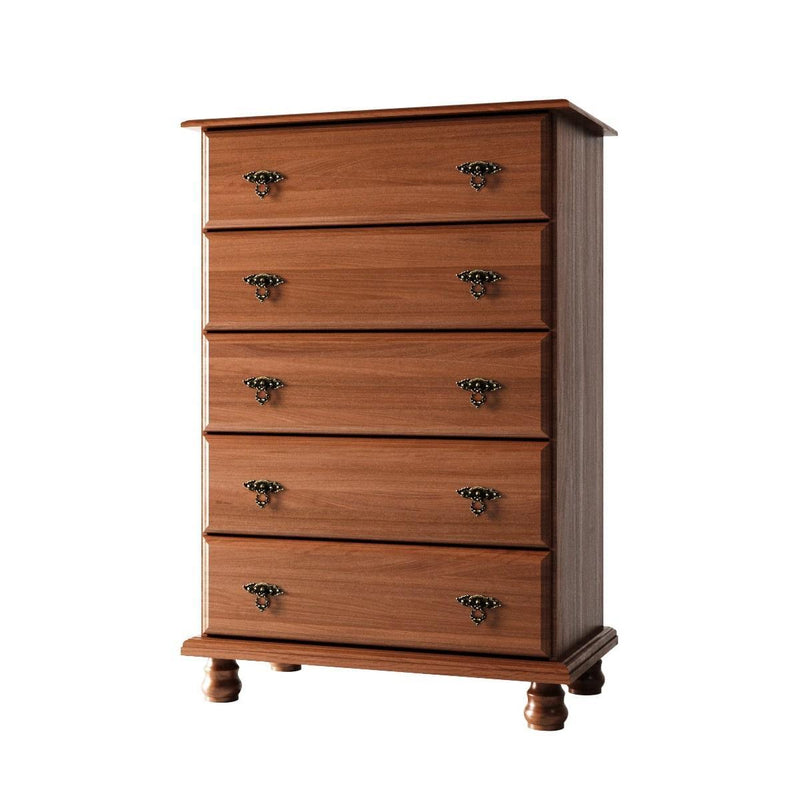 Solid Wood Five Drawer Dresser (760732) - Coffee
