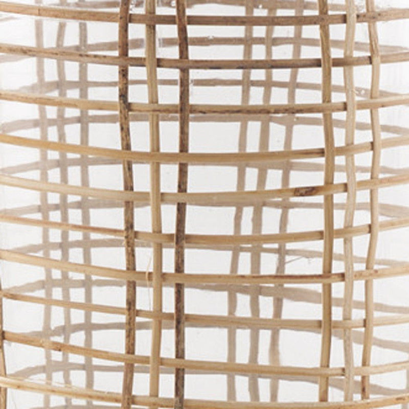 Round Floor Vase With Wrapped Rattan (608577) - Clear / Natural