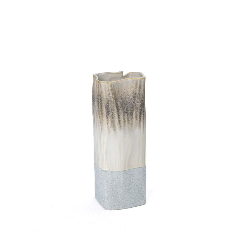 Block Square Table Vase (576766) - Brown / Light Blue / Off White