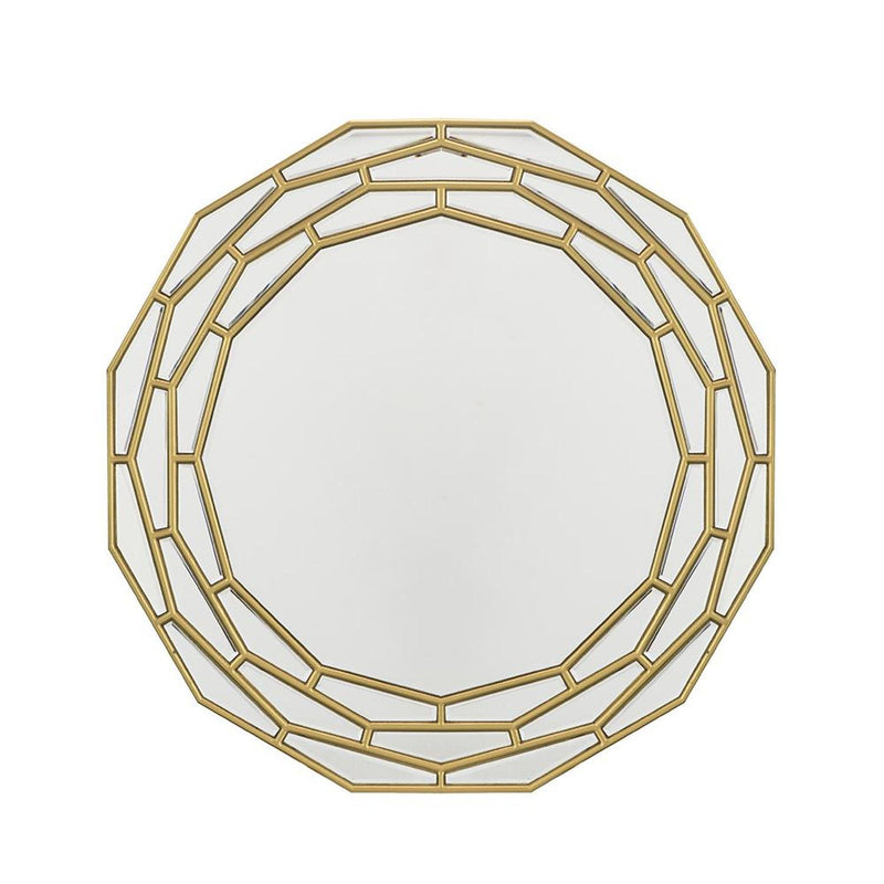 35" Round Framed Accent Mirror - Gold