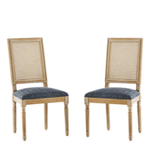 Load image into Gallery viewer, French Country Dining Chair With Rectangular Cane Backrest And Smooth Upholstered Seating
