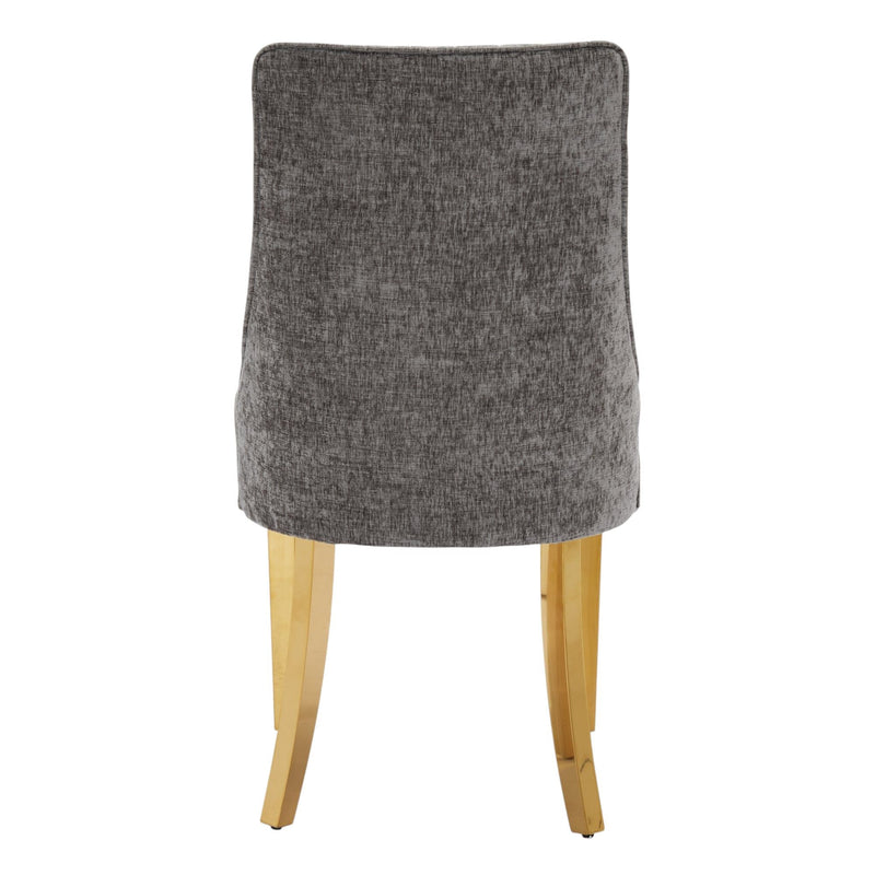 Tufted Stainless Steel Dining Side Chairs (Set of 2) - Gray / Gold