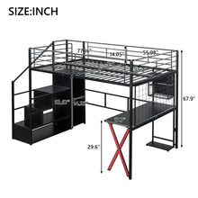 Load image into Gallery viewer, Loft Bed With Built In Work Station, Wardrobe, Storage Staircase And LED
