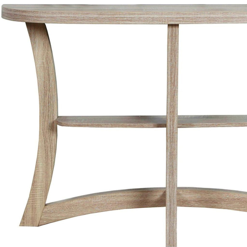 Half Moon Three Leg Console Table With Shelves - Taupe
