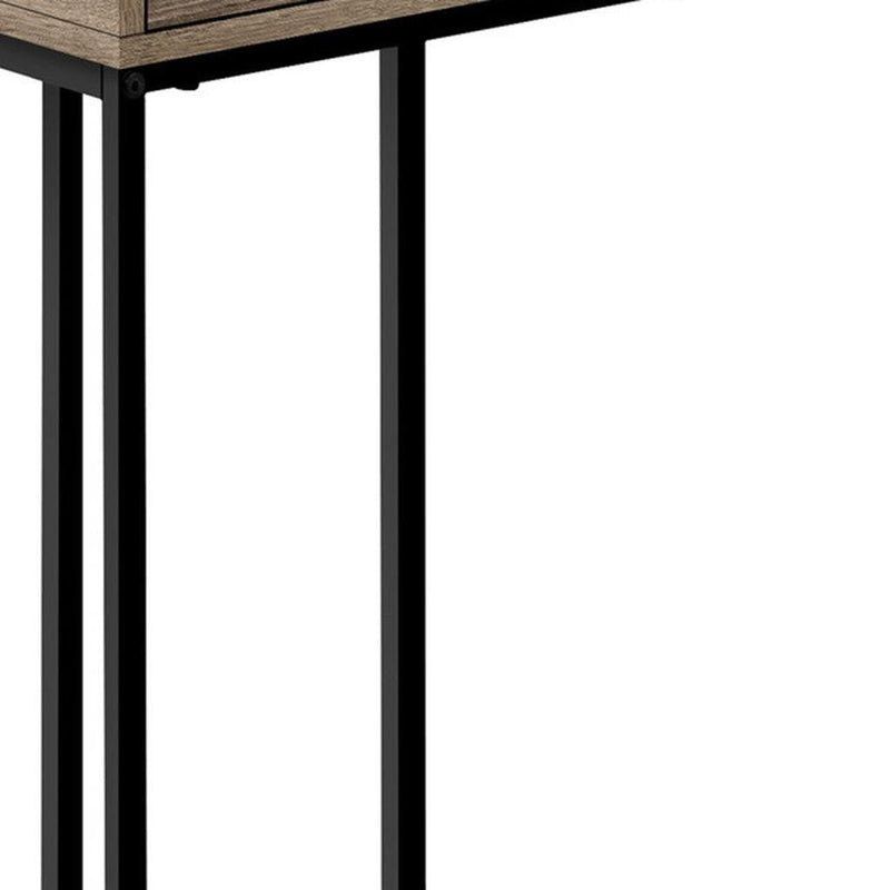 Laminate And Iron End Table With Drawer - Taupe And Black