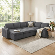 Load image into Gallery viewer, Convertible U-Shaped Sectional Sofa Bed With USB Ports And Storage
