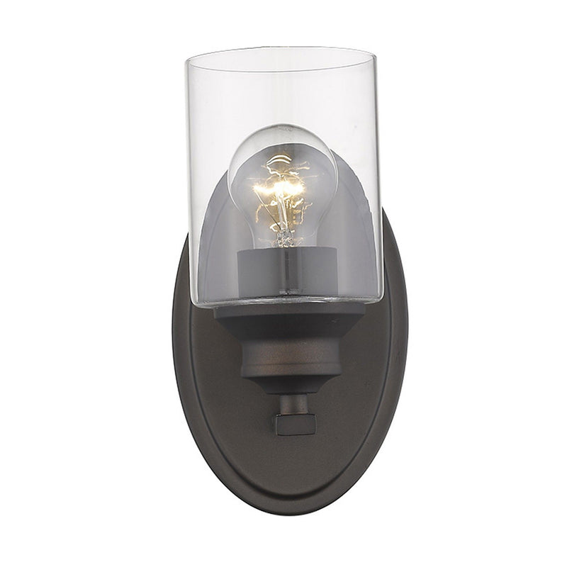 One Light Wall Light With Clear Glass Shade - Bronze