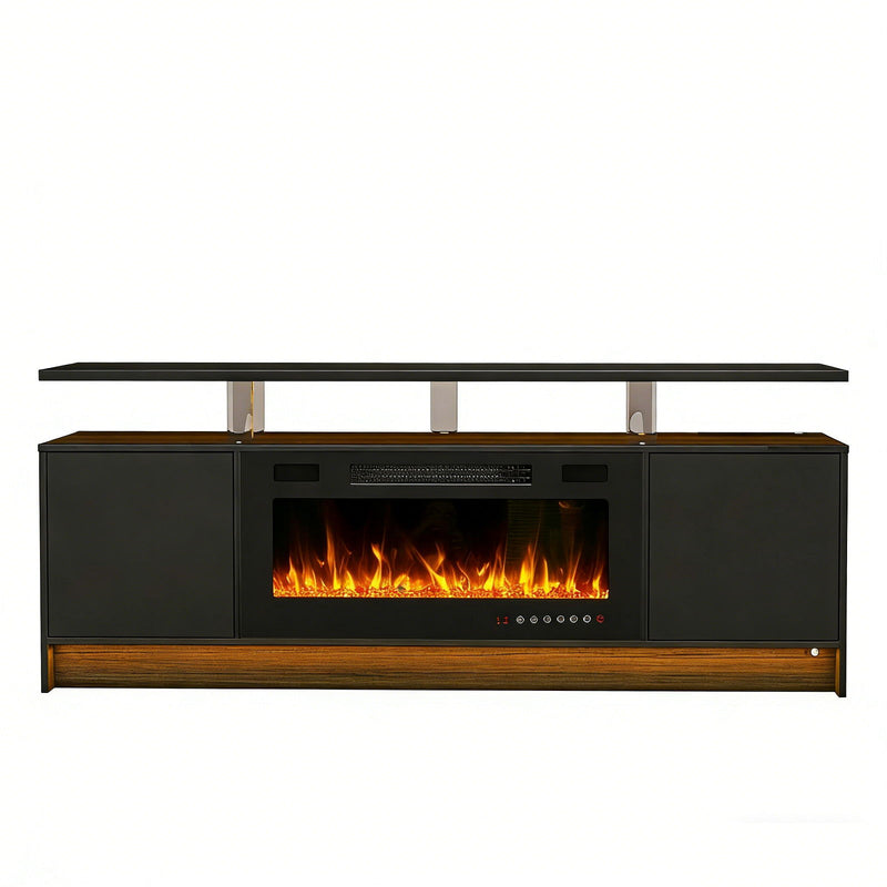 Wood Fireplace Entertainment Center With Fireplace (723794) - Black