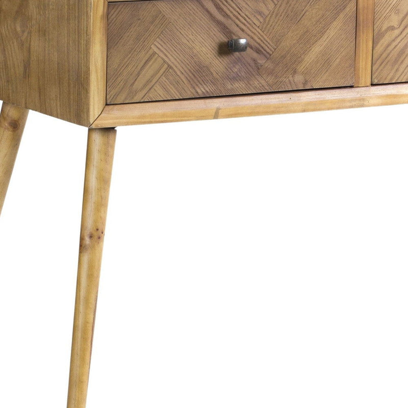 47" End Table With Two Drawers - Brown