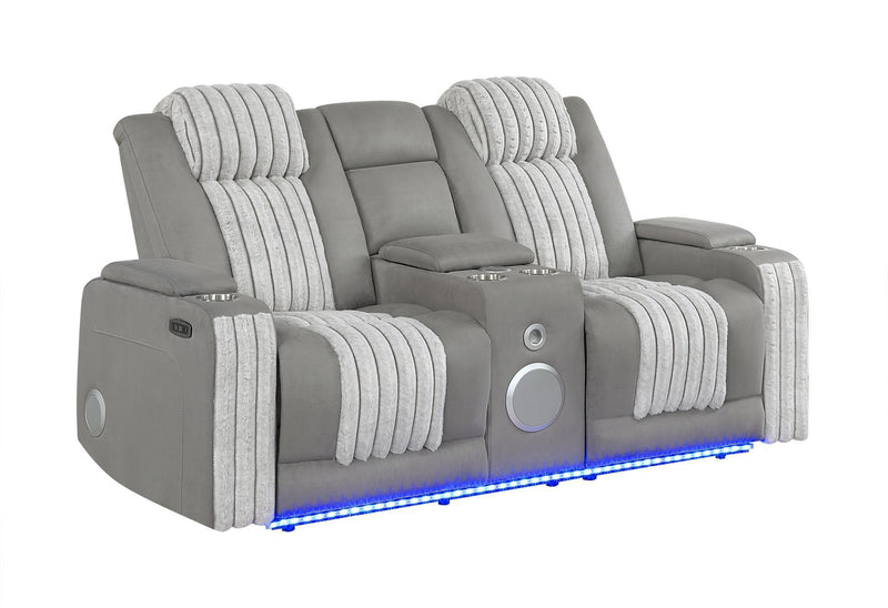 Corduroy Power Reclining Loveseat With Storage - Gray