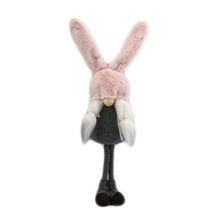 Load image into Gallery viewer, Fabric Easter Standing Gnome Tabletop Sculpture - Gray / Pink
