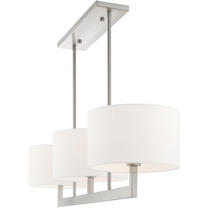22" Three Light Dimmable Chandelier With Shades - Nickel