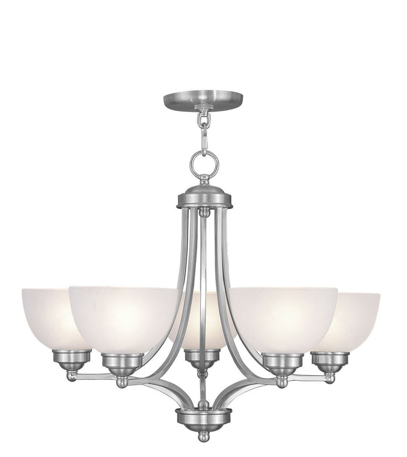 20'' Five-Light Dimmable Chandelier With Shades - Nickel