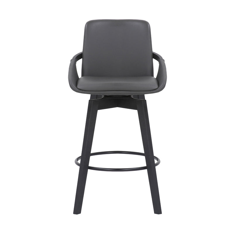 Faux Leather Low Back Bar Height Swivel Bar Chair - Gray And Black