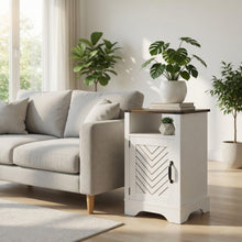 Load image into Gallery viewer, Farmhouse Nightstand With Charging Station &amp; Storage
