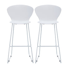 Load image into Gallery viewer, Heavy Duty Plastic And Metal Low Back Bar Height Bar Chairs (Set of 2) - White And Silver
