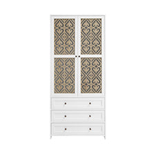 Load image into Gallery viewer, Hollow Pattern 2 Door 3 Drawer Wardrobe, The Collision Of Wood Color, Suitable For Bedrooms And Dressing Rooms - White
