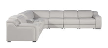 Load image into Gallery viewer, Italian Leather Power Reclining Curved Seven Piece Corner Sectional With Console - Light Gray

