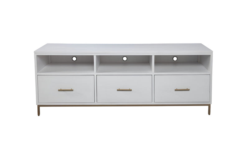 Mahogany Solids & Veneer Open Shelving, TV Stand - White