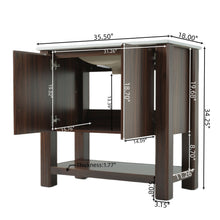 Load image into Gallery viewer, 36&quot; Modern Bathroom Vanity With Rectangle Ceramic Sink, Bathroom Cabinet And 45 Degrees Free Handle Design Soft Closing Doors, 1 Open Shelf At The Bottom - Dark Brown
