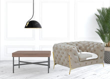 Load image into Gallery viewer, Tufted Velvet Solid Color Lounge Chair - Beige And Gold
