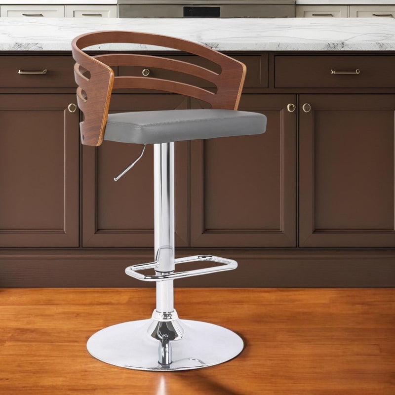 44" Swivel Low Back Adjustable Height Bar Chair - Gray / Silver