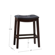 Load image into Gallery viewer, Saddle Counter Stool With Antique Bronze Detailing And High Density Foam - Navy
