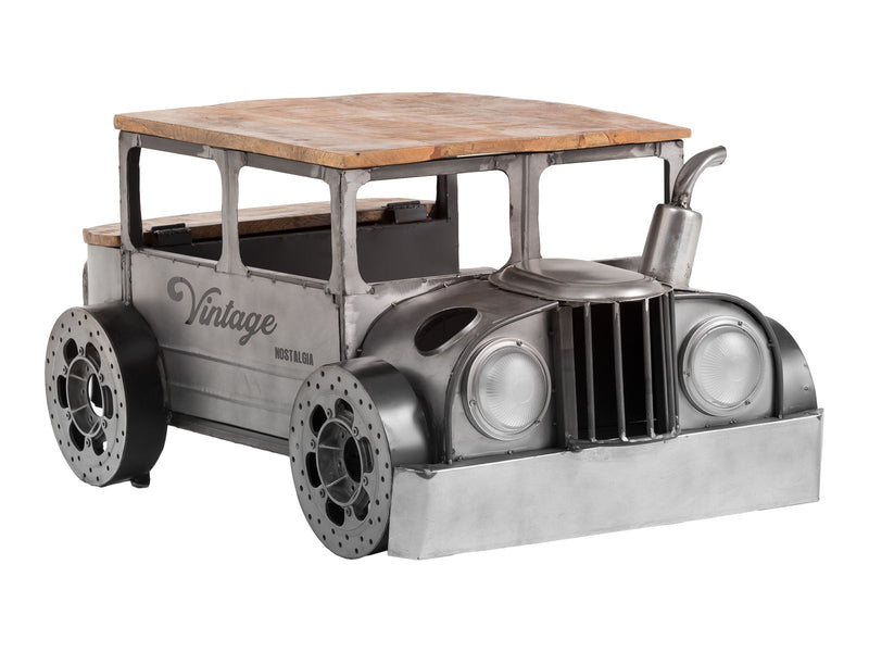 Vintage Style Truck Solid Wood And Metal Coffee Table - Gray And Brown
