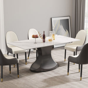 Modern Stone Panel Stainless Steel Curved Legs, Can Accommodate 6 - 8 People