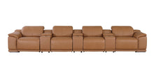 Load image into Gallery viewer, Italian Leather Reclining Metal USB Sofa (720417) - Chestnut
