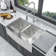 Load image into Gallery viewer, Farmhouse Double Bowl Sink With 50/50 Layout
