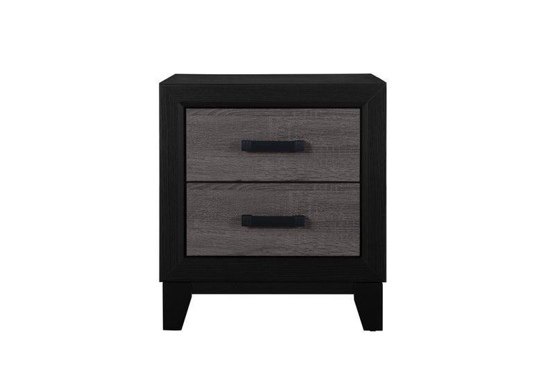 22" Wood Two Drawer Nightstand - Black / Gray