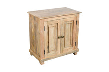 Load image into Gallery viewer, 28" Distressed Solid Wood Nightstand With Storage - Natural
