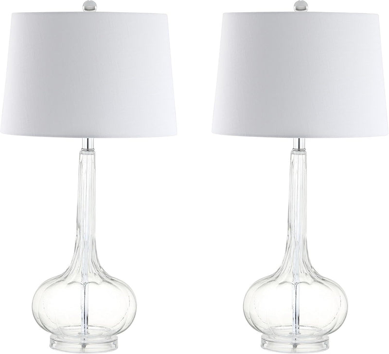 29" Novelty Table Lamps With Drum Shades (Set of 2) - Clear