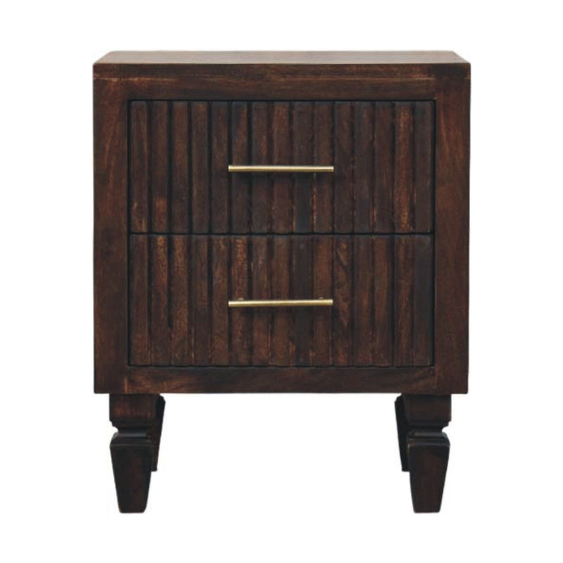 22" Two Drawer Nightstand Solid Wood - Brown
