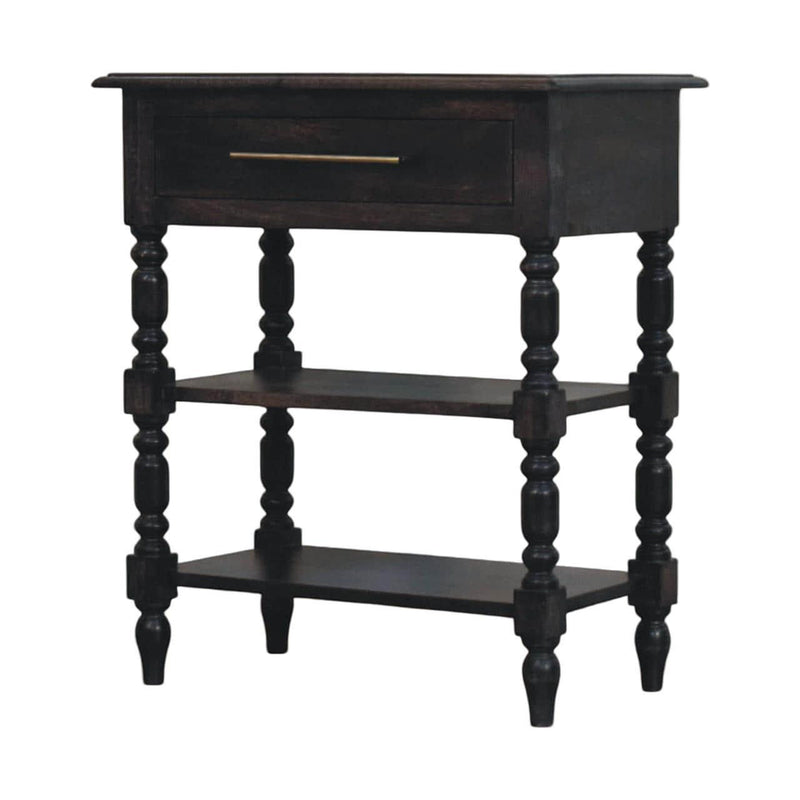 Solid Wood One Drawer Nightstand - Dark Brown