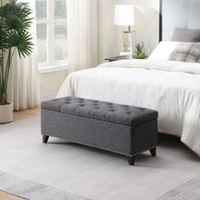 Load image into Gallery viewer, Button-Tufted Storage Ottoman With Safety Close Hinge
