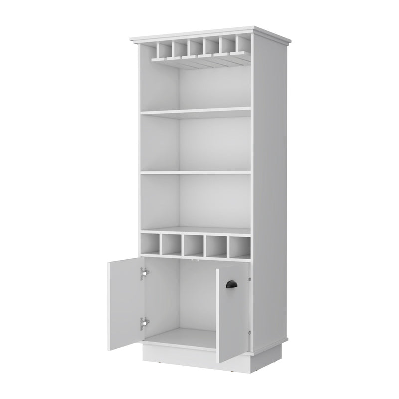 29" Wood Bar Cabinet With Two Doors - White